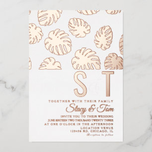 Modern Monstera Leaf Wedding Pressed