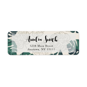 Modern Monstera Leaves Chic Return Address Label
