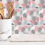 Modern Monstera Leaves Pattern Tropical Tile<br><div class="desc">This modern monstera leaf print, graced with soothing pinks, teal (almost a seafoam green), white, and grey, invites a sense of tranquillity and contemporary elegance. This pattern serves as a stylish and versatile addition to your life. Whether you want to use this tile as a little coaster or trivet for...</div>