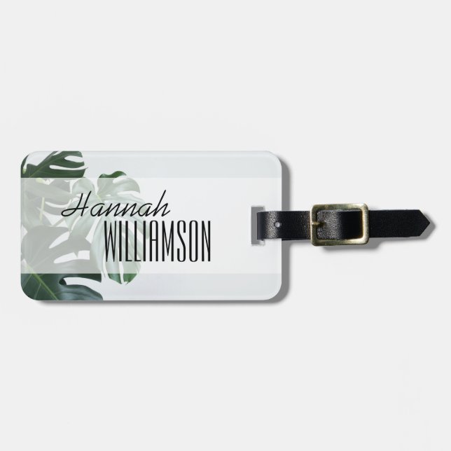 Modern Monstera Luggage Tag (Front Horizontal)