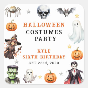 Modern Monsters Halloween Costumes Birthday Party Square Sticker