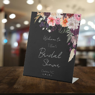 Modern Moody Bridal Shower Welcome  Pedestal Sign