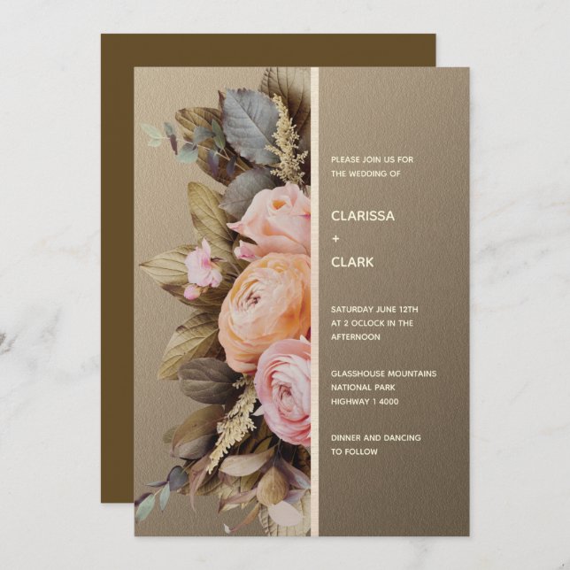 Modern Moody Floral Bold Wedding Invitation (Front/Back)