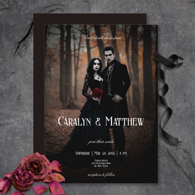 Modern Moody Gothic Photo Dark Wedding Invitation (Modern Moody Gothic Photo Dark Wedding Invitation)