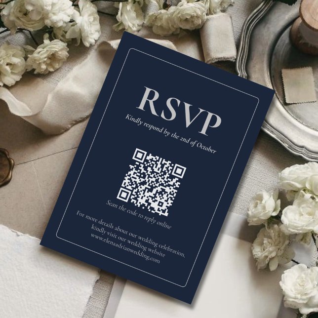Modern Moody Wedding RSVP Card with QR code (Creator Uploaded)