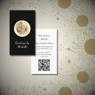 Modern Moon Crystal Ball Fortune Teller Black Business Card