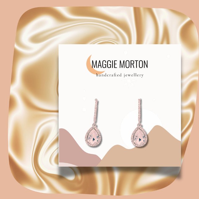 Modern Moon Landscape Earring Display Square Business Card (Modern abstract earring display in earth tone colors)