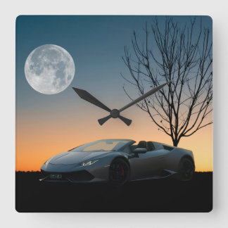 Modern Moon Night Wall Clock | Luxury Car