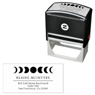 Modern Moon Phases Elegant Return Address Self-inking Stamp