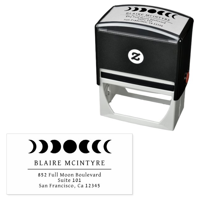Modern Moon Phases Elegant Return Address Self-inking Stamp (In Situ)