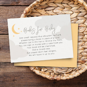 Modern Moon Star Clouds Bring A Book Baby Shower Enclosure Card