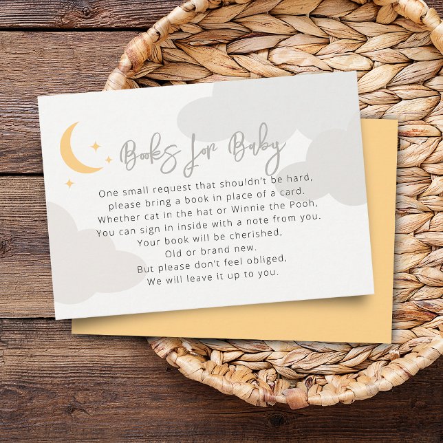Modern Moon Star Clouds Bring A Book Baby Shower Enclosure Card (Modern Moon Star Clouds Bring A Book Baby Shower Enclosure Card)