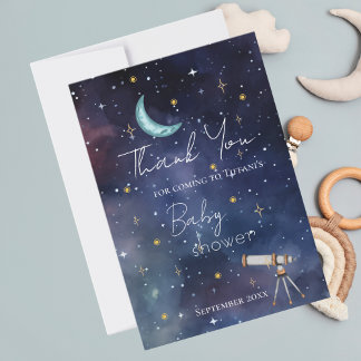 Modern Moon & Stars Baby Shower Thank You Card