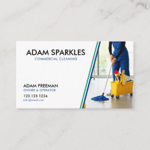 Modern Mop and Bucket Commercial Cleaning Business Card