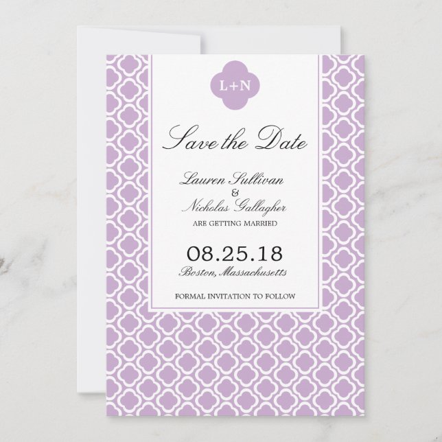 Modern Moroccan Pattern Save the Date Invitation (Front)
