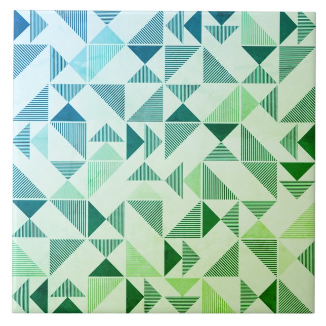 Modern Mosaic Geometric Triangle Ceramic Tile (Front)