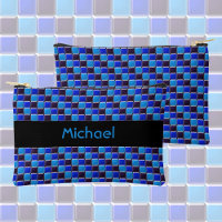 Modern mosaic in black, royal blue, custom