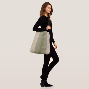 Modern Moss Green Beige Striped Crossbody Bag