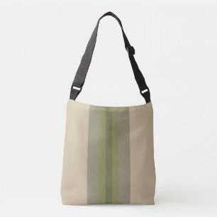 Modern Moss Green Beige Striped Crossbody Bag
