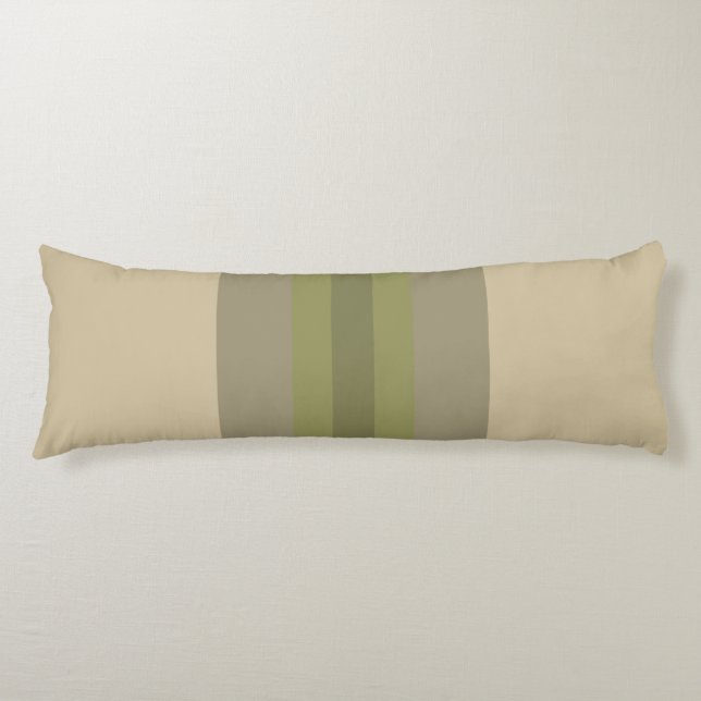 Modern Moss Green Beige Striped Pattern Body Cushion (Front)