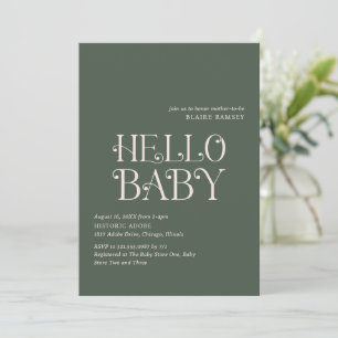 Modern Moss Green Bold Elegant Baby Shower Invitation