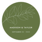 Modern Moss Green Botanical Floral Wedding Favour