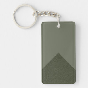 Modern Moss Green Chevron Keychain – Customisable
