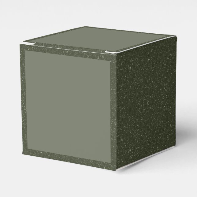 Modern Moss Green Favour Box with Speckle Trim (Front Side)