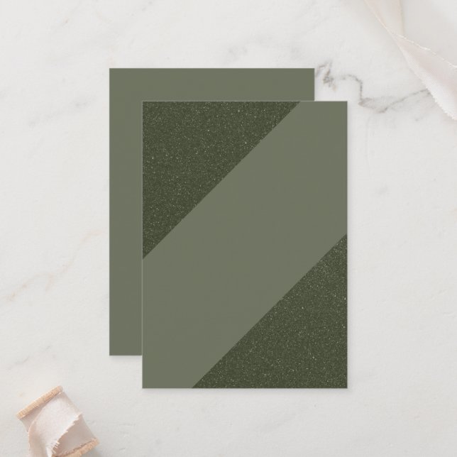 Modern Moss Green Flat Place Card (Front/Back In Situ)