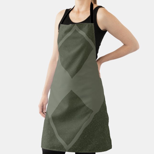 Modern Moss Green Geometric Apron (Insitu)