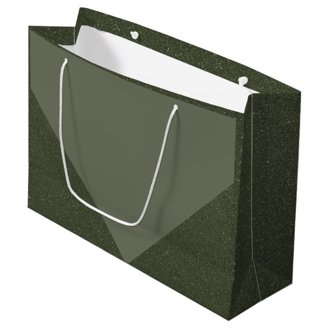 Modern Moss Green Geometric Gift Bag (Front Angled)