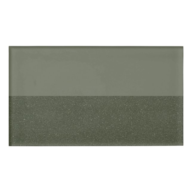 Modern Moss Green Glitter Stripe Name Tag (Front)