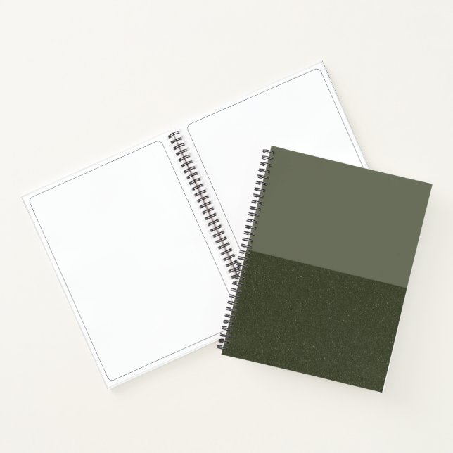 Modern Moss Green Spiral Sketchbook – Customisable Notebook (Inside)