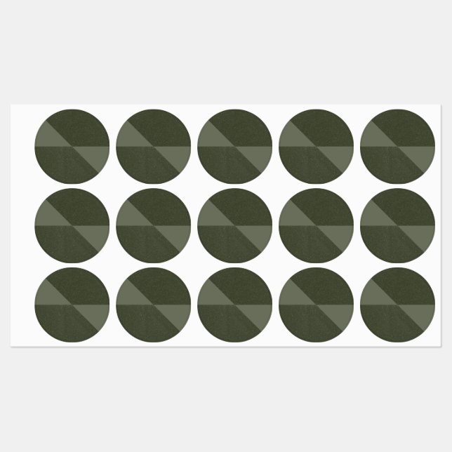 Modern Moss Green Split Circle Stickers (Sheet)