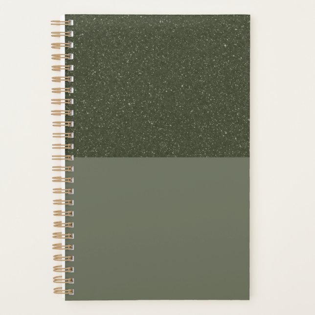 Modern Moss Green Textured Planner – Customisable (Front)