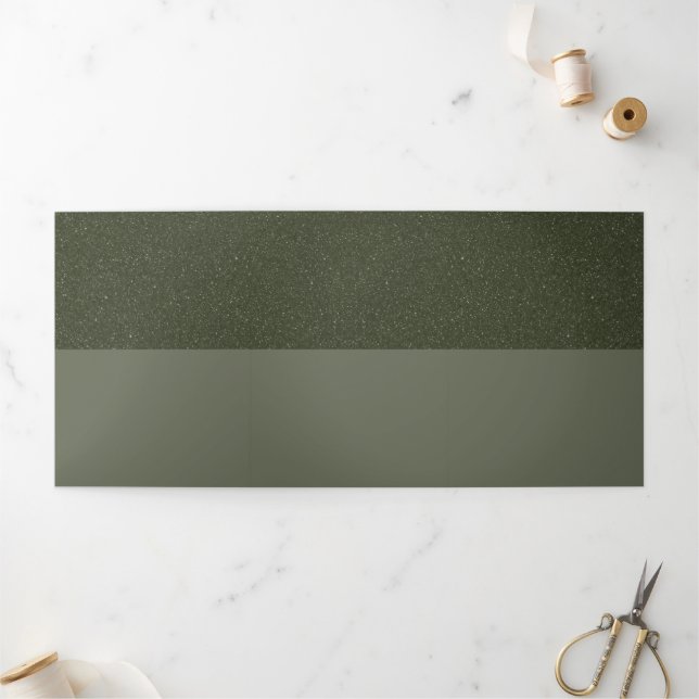 Modern Moss Green Trifold Invite Card – Customise (Outside)