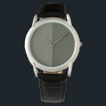Modern Moss Watch – Customisable Two-Tone Design<br><div class="desc">A timepiece that balances subtle contrast and bold character — this moss green watch features a clean two-tone face, blending matte moss with its noise-textured twin in a sleek vertical split. Ideal for corporate gifting, university alumni events, milestone birthdays, religious ceremonies, and mass promotional campaigns, this design stands out without...</div>