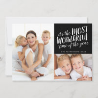 Modern Most Wonderful Holiday Two Photo Card