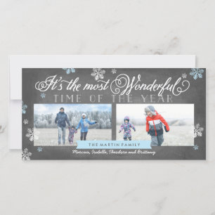 Modern Most Wonderful Time Holiday Chalkboard Card