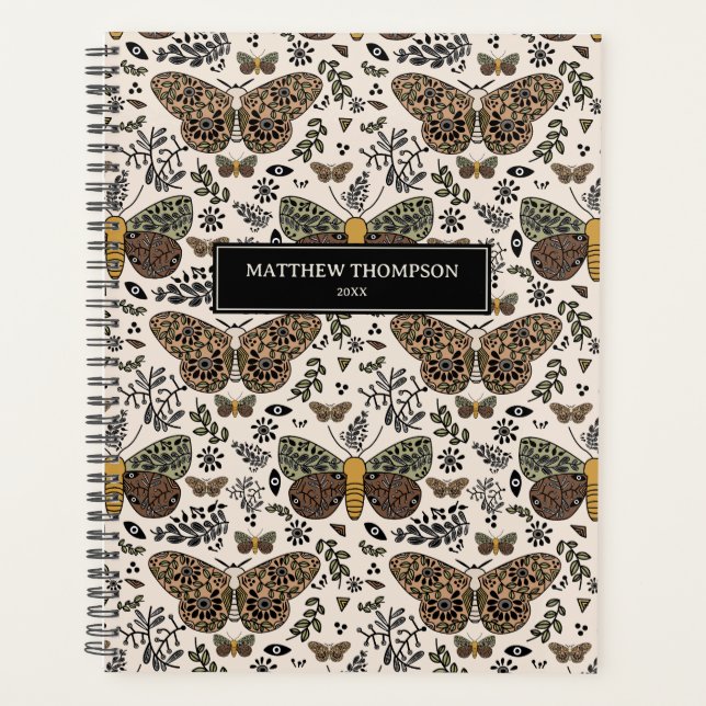 Modern Moth Wildflowers Abstract Pattern Planner (Front)