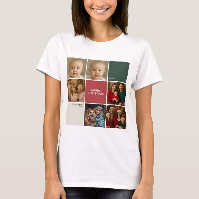 Modern mother collage Christmas family T-Shirt (Front)