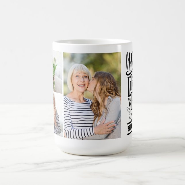 Modern Mother Quote Family Photo Collage  Coffee Mug (Center)