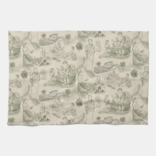 Modern Motherhood Toile de Jouy in Sage Green Tea Towel