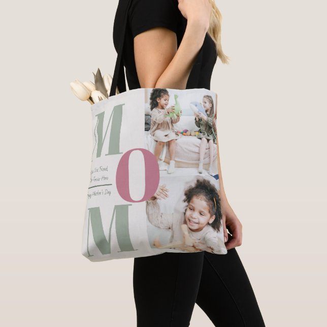 Modern Mother's Day Photo Collage | MOM Letters - Tote Bag (Close Up)