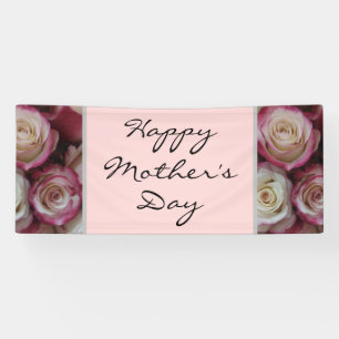 Modern Mother's Day Script Blush Pink Rose Floral Banner