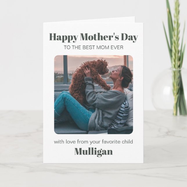 Modern Mothers Day Simple Pet Custom Photo Card (Front)