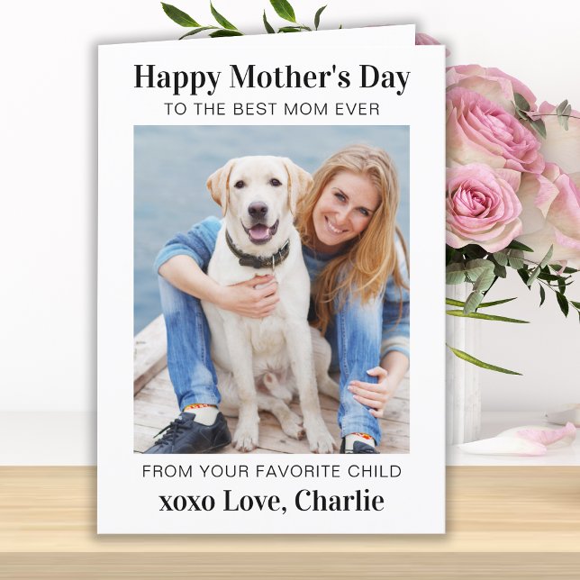 Modern Mother's Day Simple Pet Dog Custom Photo  Holiday Card (Creator Uploaded)