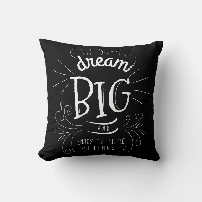 Modern Motivational Dream Big Decorative Cushion (Front)