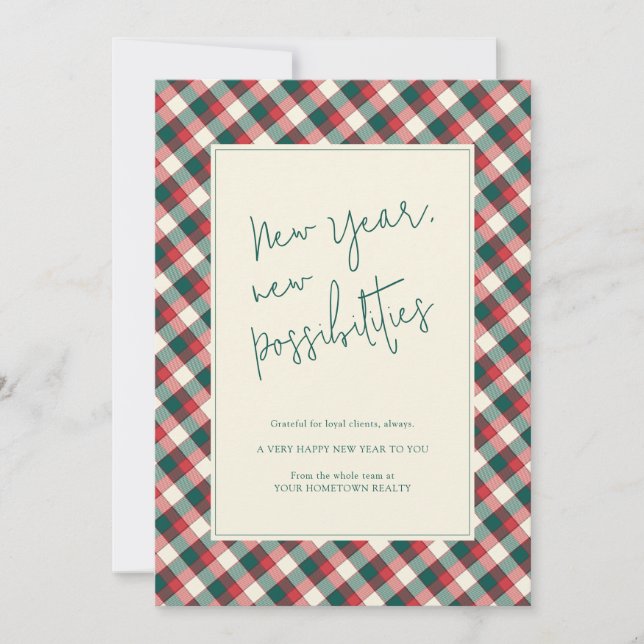 Modern Motivational New Year Business Logo Photo Holiday Card (Front)