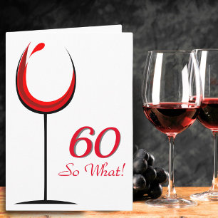 Modern Motivational Red Wine Glass 60th Birthday Card